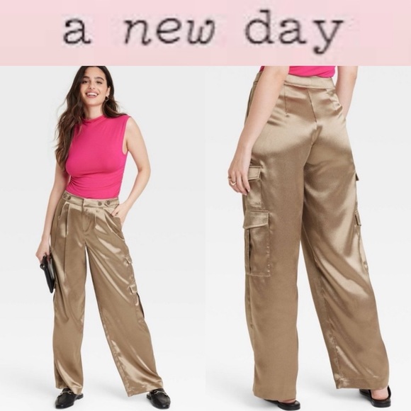 a new day Pants - A NEW DAY HIGH RISE SATIN CARGO PANTS **NWT**